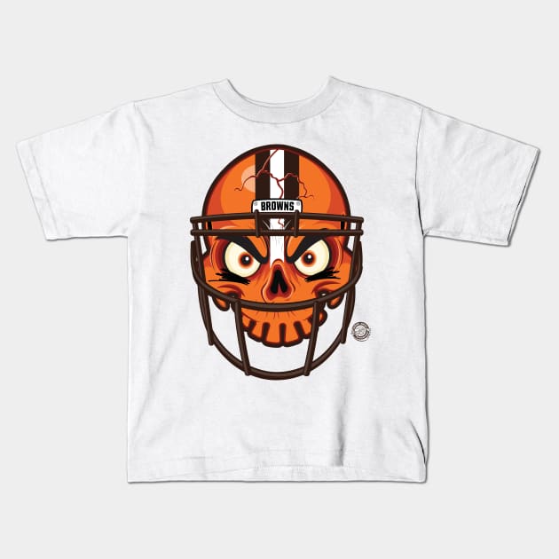 Cleveland Browns SkullyDawg Helmet Kids T-Shirt by Goin Ape Studios